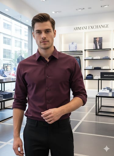 Luxury Solid Maroon Slim-Fit Formal Shirt for Men