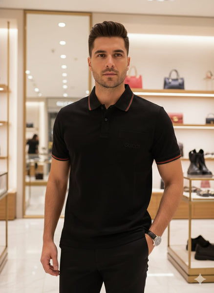 Embroidered stretch cotton polo shirt