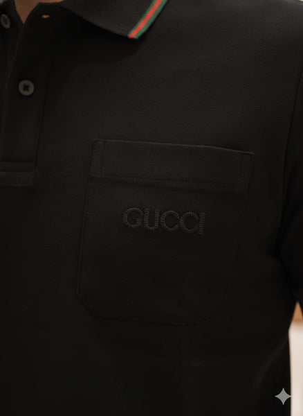 Embroidered stretch cotton polo shirt