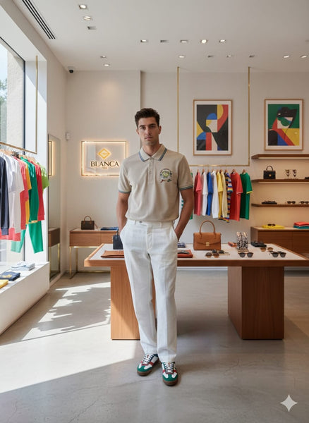 Premium Brand Cream Graphic Logo Polo Shirt