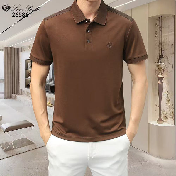 Men’s Premium Solid Polo T-Shirt Elegant Collar Detail Casual Wear