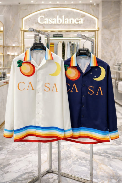 Luxury Artistic Print Shirt Rainbow Collar Statement Design