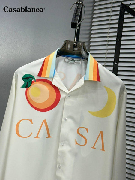 Luxury Artistic Print Shirt Rainbow Collar Statement Design