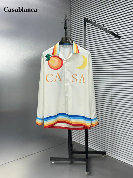 Luxury Artistic Print Shirt Rainbow Collar Statement Design