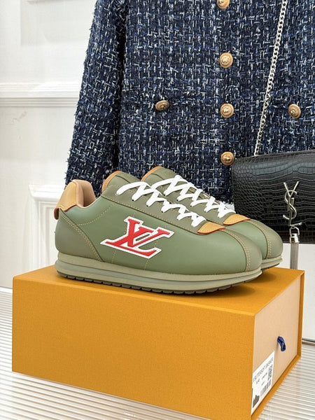 Branded Olive Green Low-Top Sneakers with Bold brand Logo