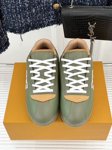 Branded Olive Green Low-Top Sneakers with Bold brand Logo
