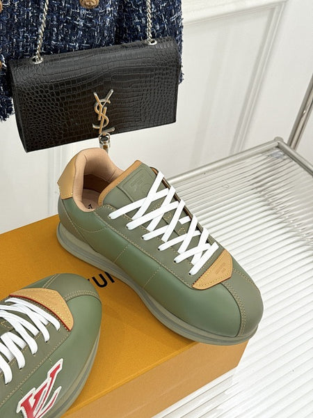 Branded Olive Green Low-Top Sneakers with Bold brand Logo