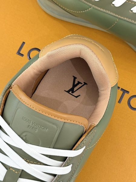 Branded Olive Green Low-Top Sneakers with Bold brand Logo