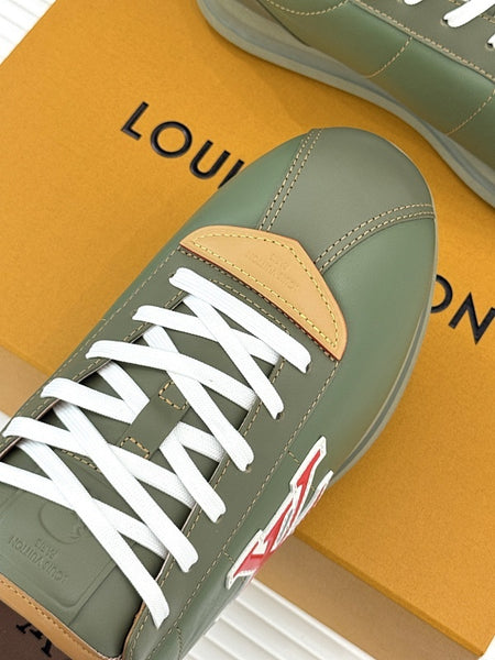Branded Olive Green Low-Top Sneakers with Bold brand Logo