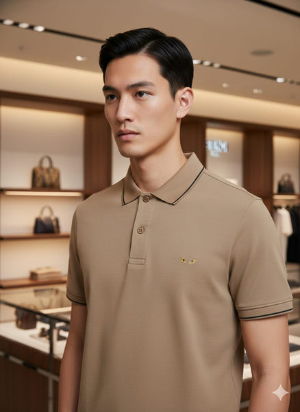 Premium Beige Polo T-Shirt with  Brand Logo