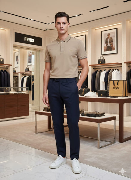 Premium Beige Polo T-Shirt with  Brand Logo