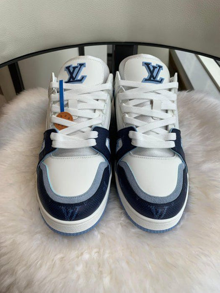 Premium Brand  Trainer Sneaker White & Marine Blue Premium Designer Shoes