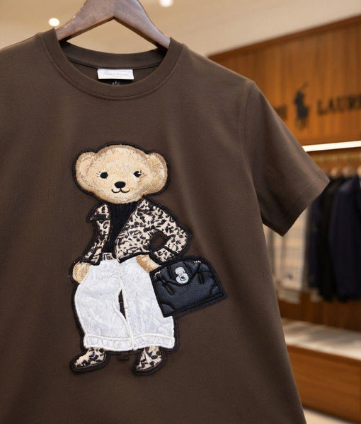 Stylish Teddy Bear Embroidered T-Shirt Collection for Women