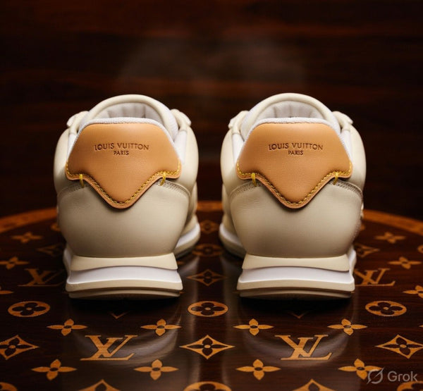 Luxury Brand  Beige Signature Low-Top Sneakers