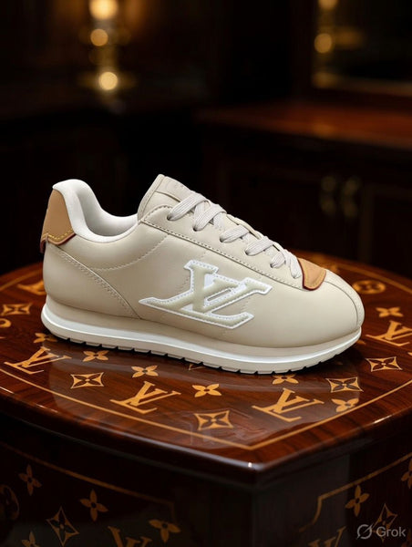 Luxury Brand  Beige Signature Low-Top Sneakers
