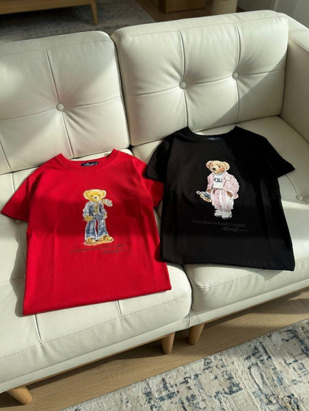 Premium Polo Bear Graphic Red T-Shirt for Men