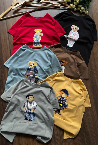 Premium Polo Bear Graphic Red T-Shirt for Men