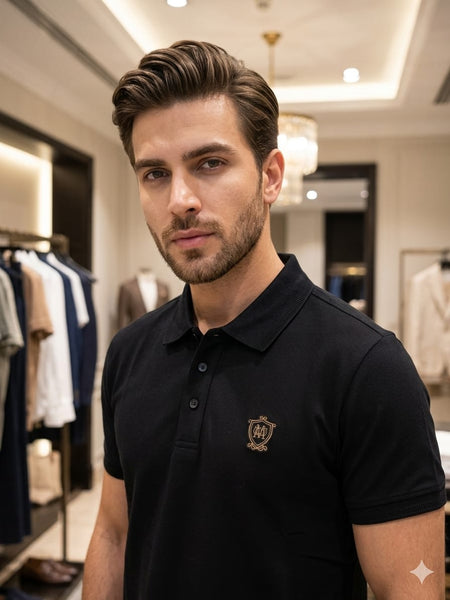 Premium Black Polo Neck T-Shirt for Men