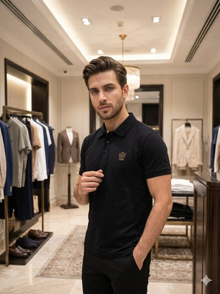 Premium Black Polo Neck T-Shirt for Men