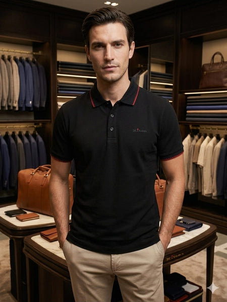 Luxury Contrast Stitch Polo Shirt Premium Designer Casual Polo