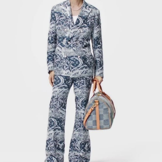 Bold Floral Print Blazer and Pants Set