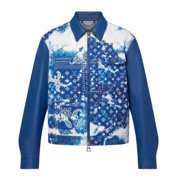 Blue Monogram Bandana Canvas Leather Jacket – Yard of Deals