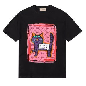 Latest Cat Graffiti Crew-Neck Tees For Men