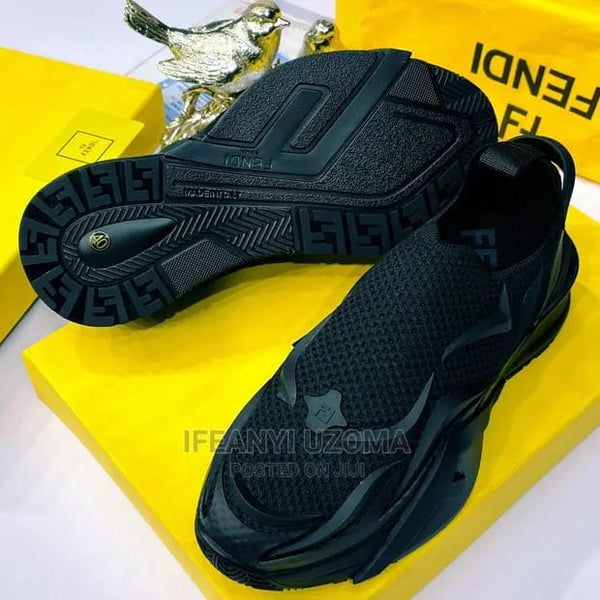 Premium Black Mesh Running Sneakers
