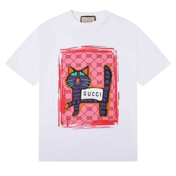 Latest Cat Graffiti Crew-Neck Tees For Men