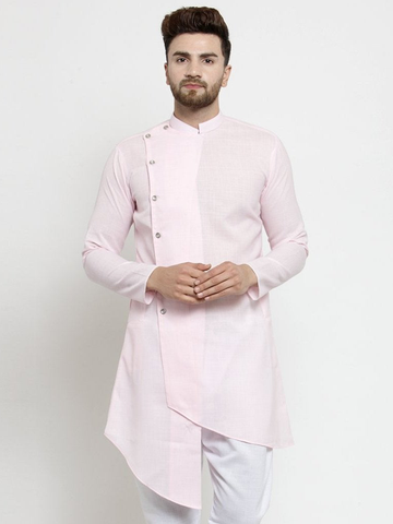 Designer Pink Linen Kurta  For Men By Treemoda
