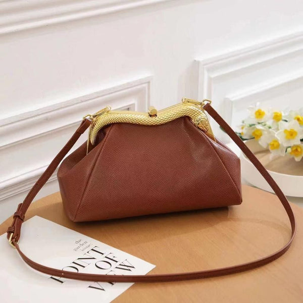 Serpentine Leather Pouch Bag