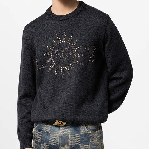 Embellished Long-Sleeved Merino Wool Crewneck