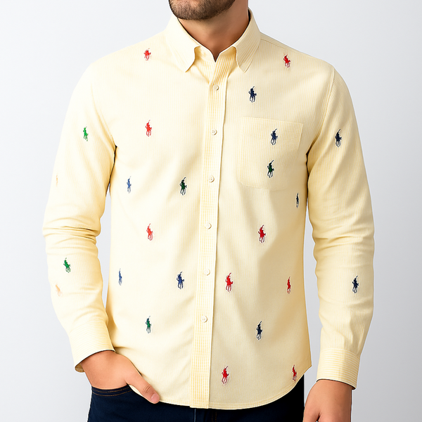 Premium  Classic Multicolor Pony Embroidered Striped Shirts