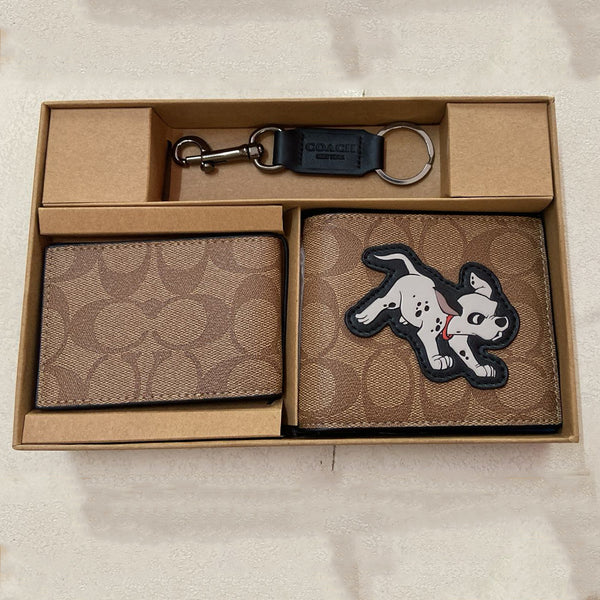 Patched Dog  Wallet with Key Chain  Set