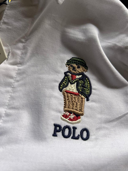 Classic White Polo Bear Shirt for Men Premium Smart Casual Style