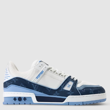 Premium Brand  Trainer Sneaker White & Marine Blue Premium Designer Shoes
