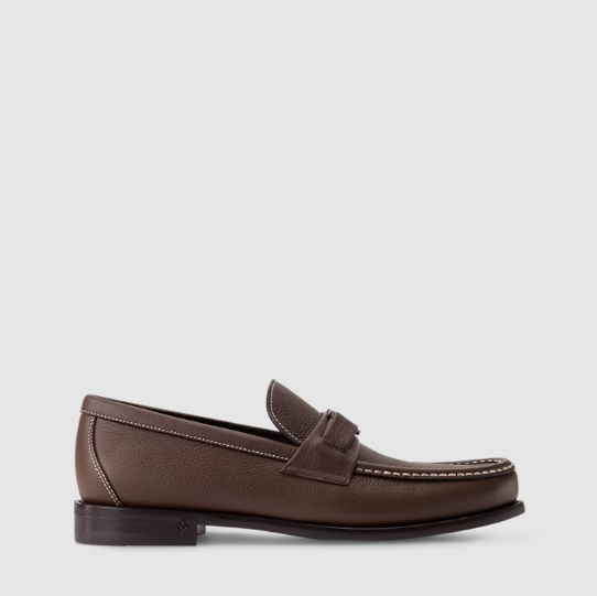 Luxury Brown Textured Leather Loafers with Signature Detail