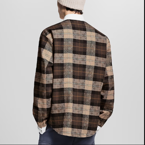 Monogram Flannel Long-Sleeved Polo Shirt