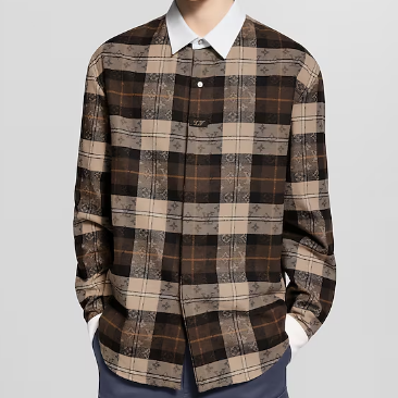 Monogram Flannel Long-Sleeved Polo Shirt