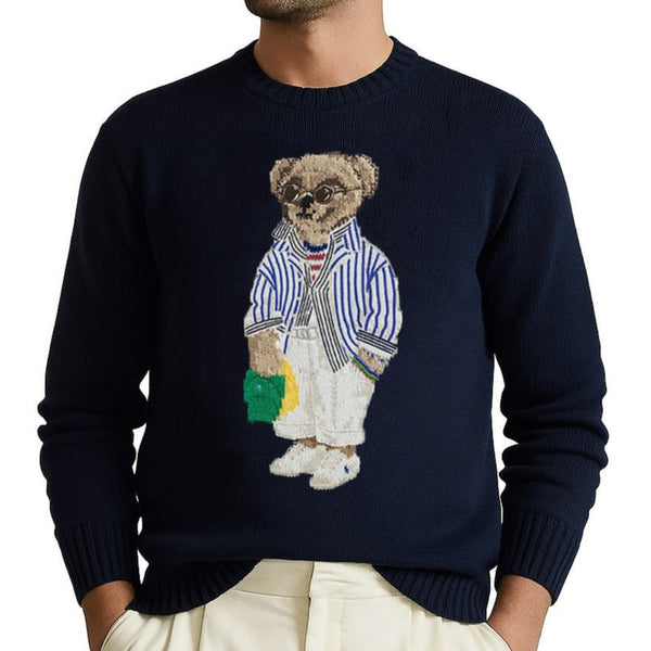 Polo Bear Embroidery Cewneck Jumper  For Men