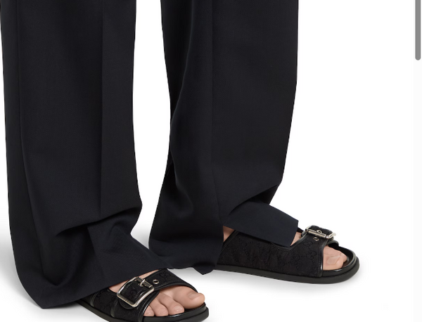 Luxury Men's Black Slide Sandal With Buckles