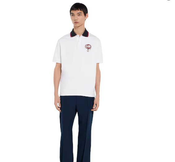 Luxury  Piquet Polo Shirt With Embroidery