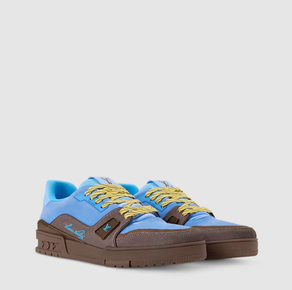 Branded Trainer Sneakers in Blue & Brown
