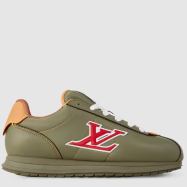 Branded Olive Green Low-Top Sneakers with Bold brand Logo