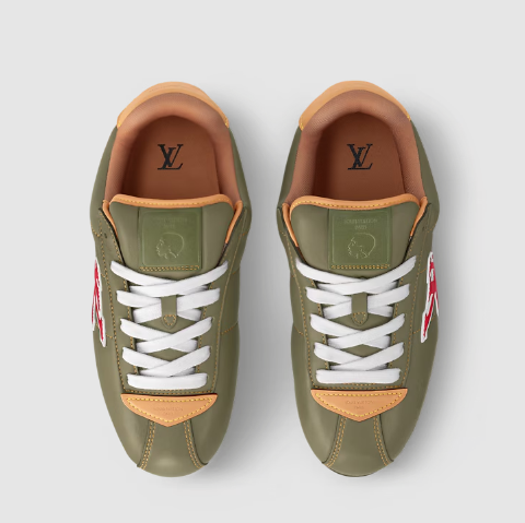 Branded Olive Green Low-Top Sneakers with Bold brand Logo