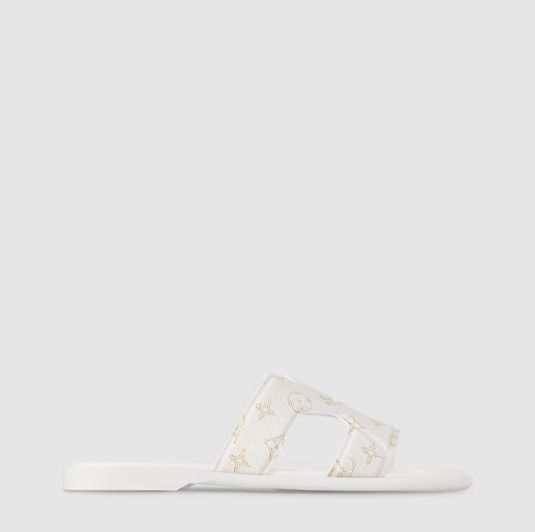 Elegant White Monogram Slide Sandals – Chic Luxury Comfort