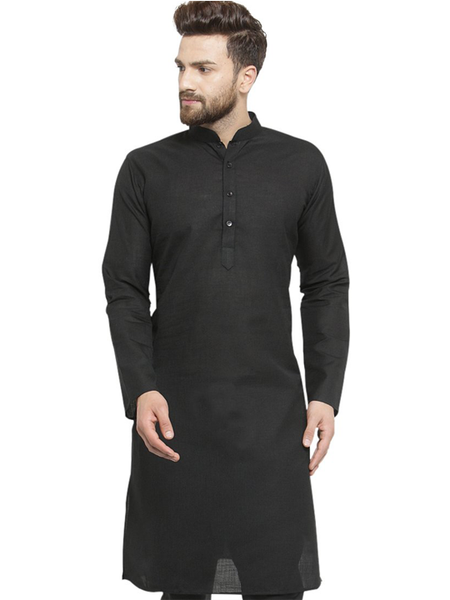 New Lenin Plain Kurta in Black By Treemoda