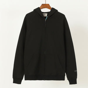 Latest Zip-Fastening Logo-Patched Black Hoodie