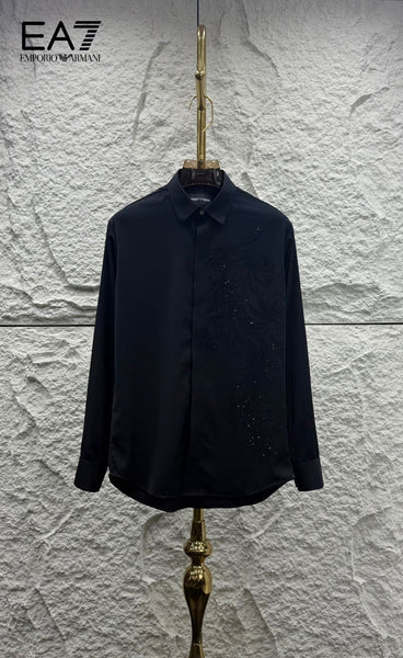 Men’s Premium Black  Designer Shirt with Crystal Artwork