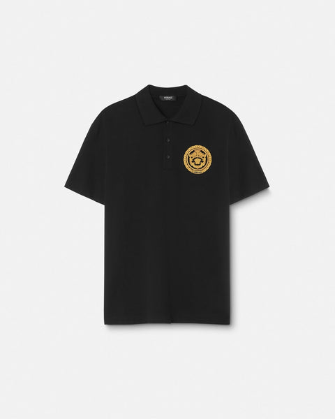 Luxury Branded Embroidered Chain Crest Polo Shirt